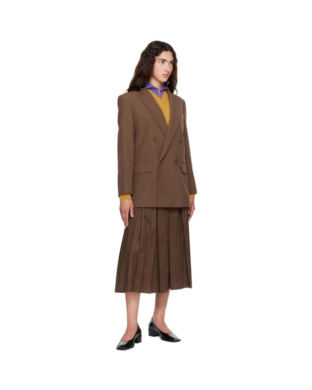 MM6 by Maison Margiela Brown Taupe Wool Blend Suit Blazer