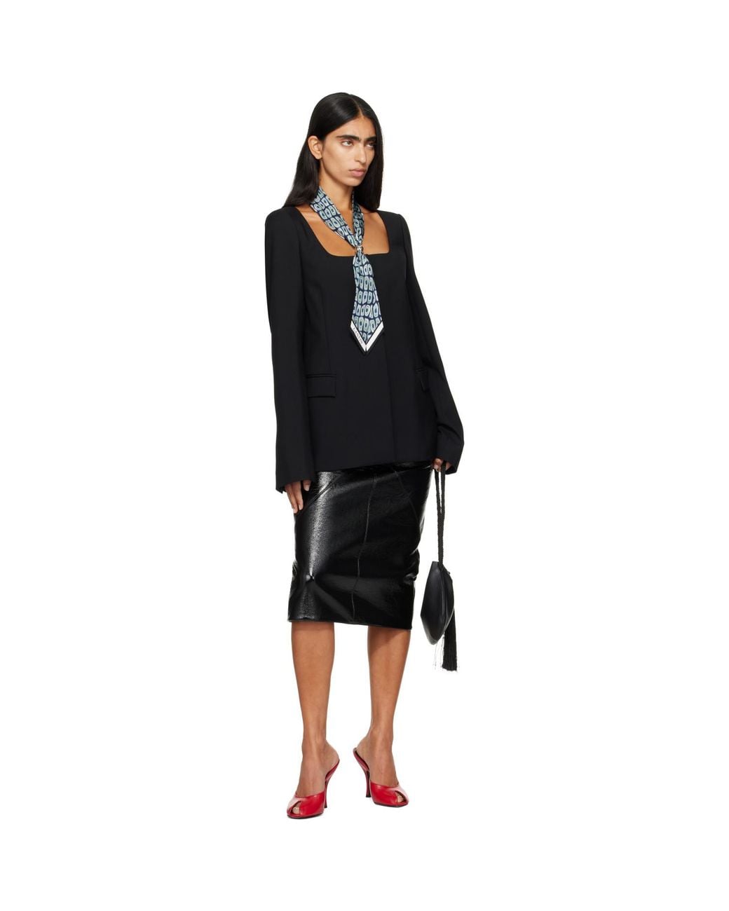 Lanvin Blue Murano Print Silk Twilly Scarf