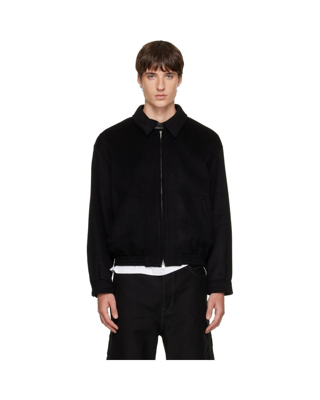 TONYWACK Black Wool & Silk Blouson Jacket for men