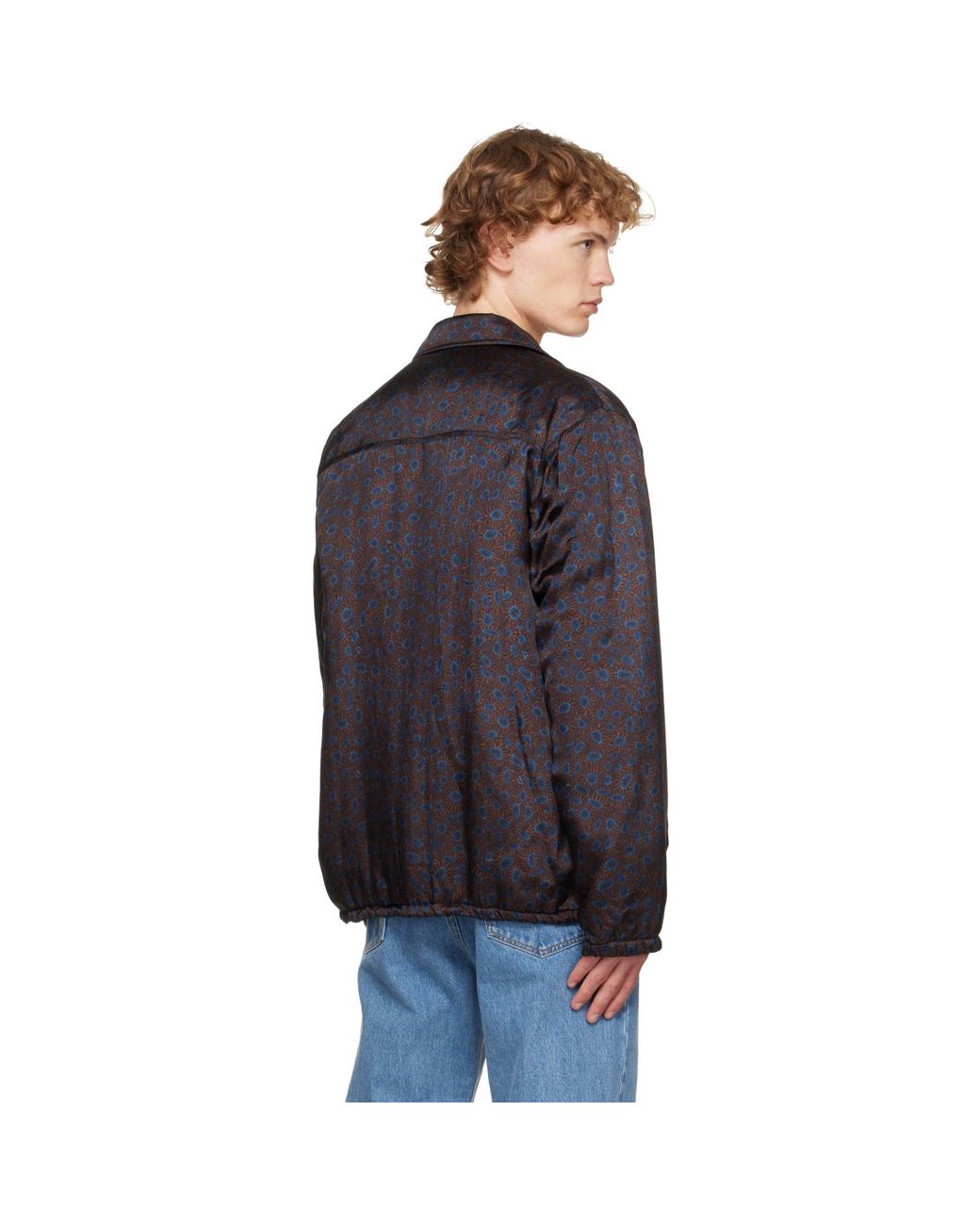 Dries Van Noten Blue Printed Jacket for men