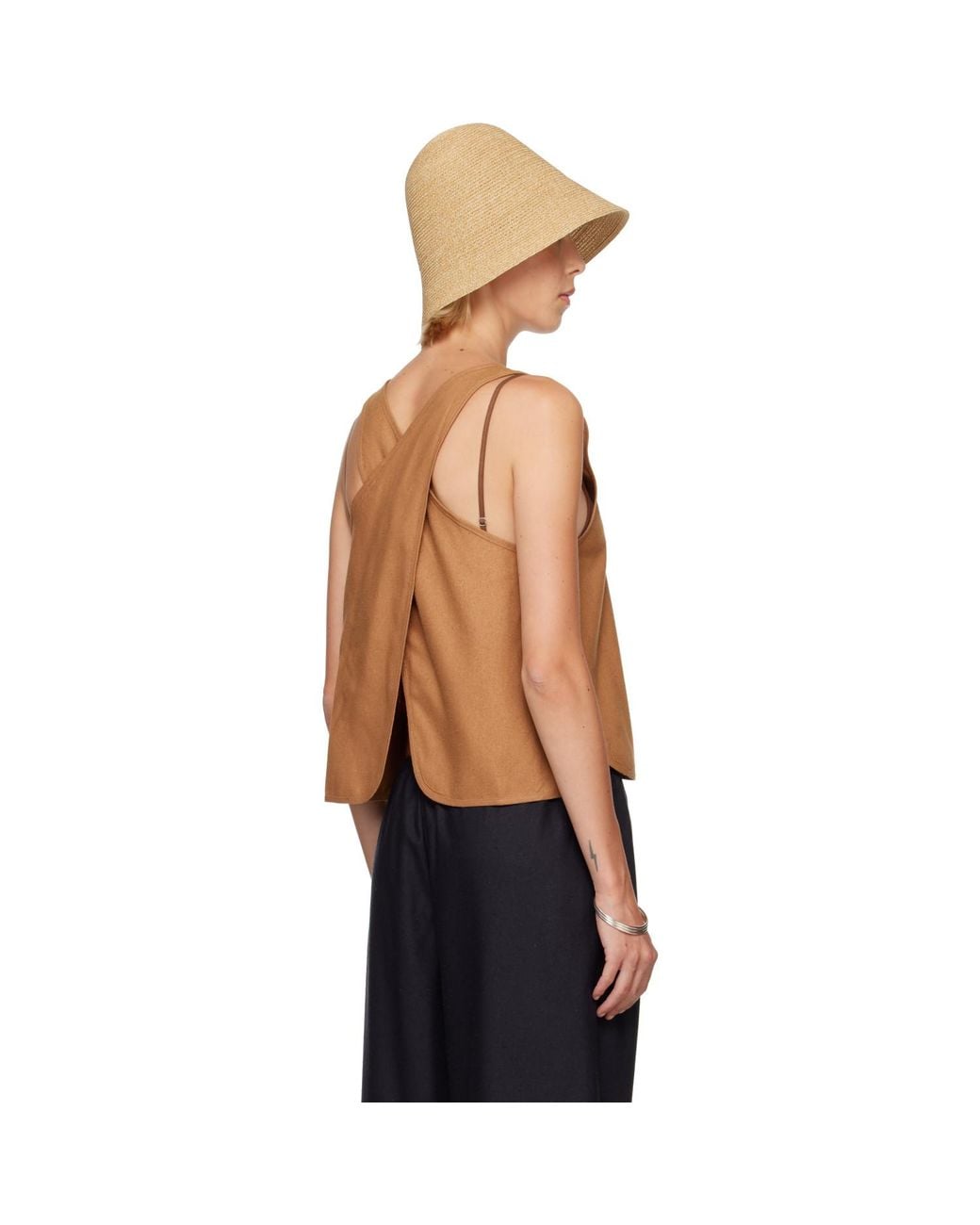 Baserange Black Tan Apron Top