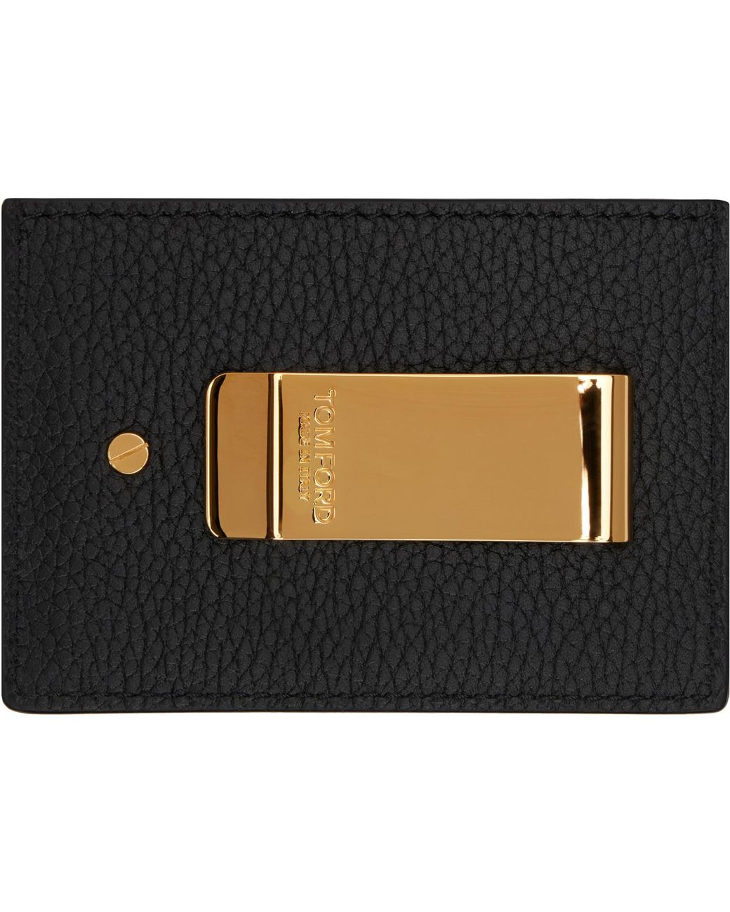 Tom Ford Black Soft Grain Leather Money Clip Card Holder for men