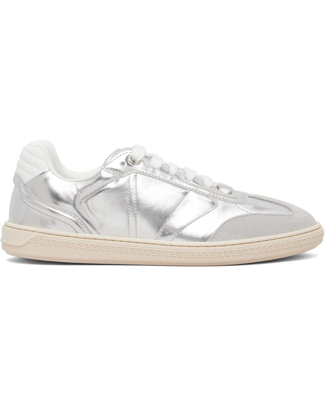 Versace White Greca Court Metallic Sneakers