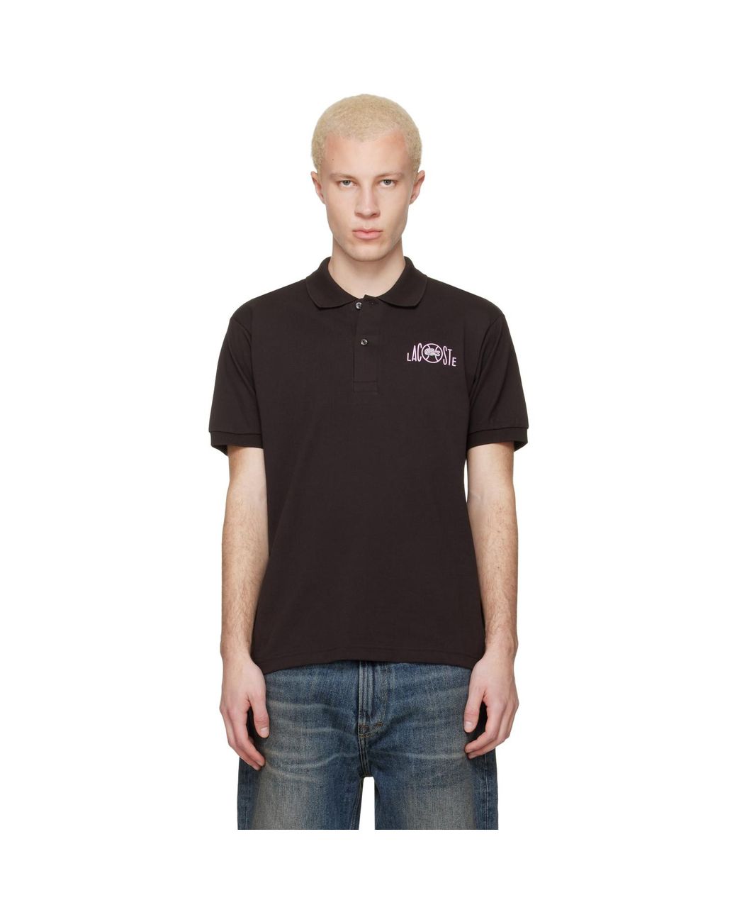 Lacoste Black Classic Fit Graphic Branding Polo for men