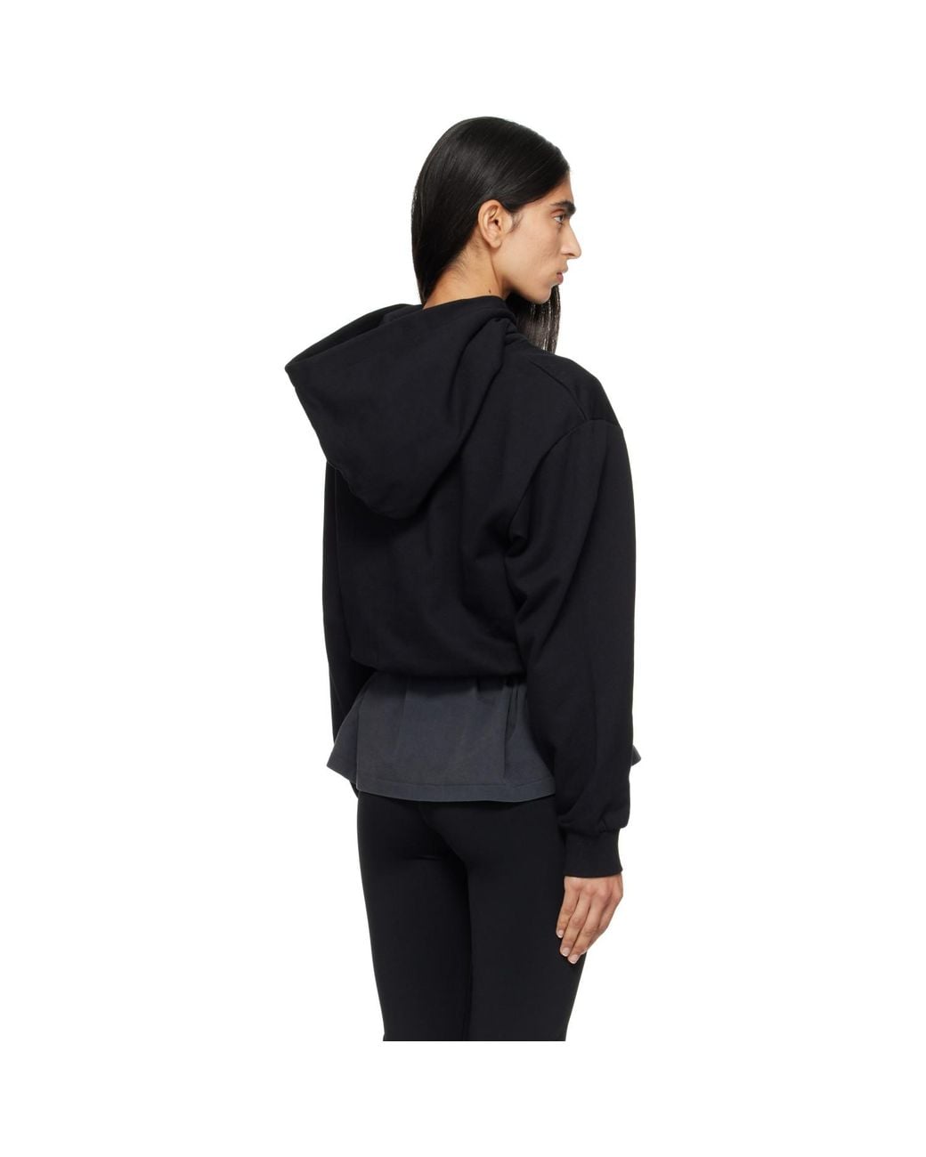 Anine Bing Black Dany Cropped Hoodie