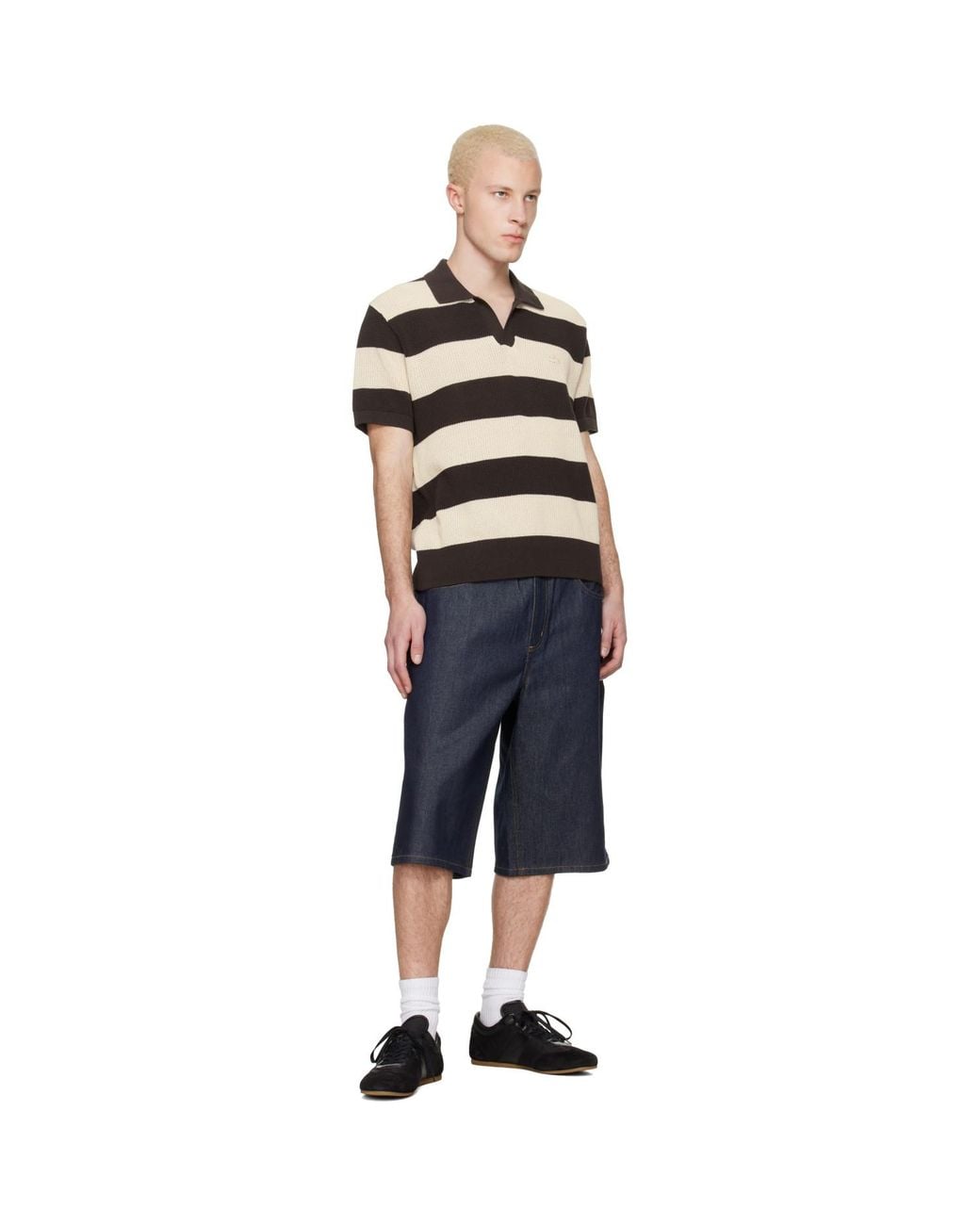 Lacoste Black Off- Striped Sweater Polo for men