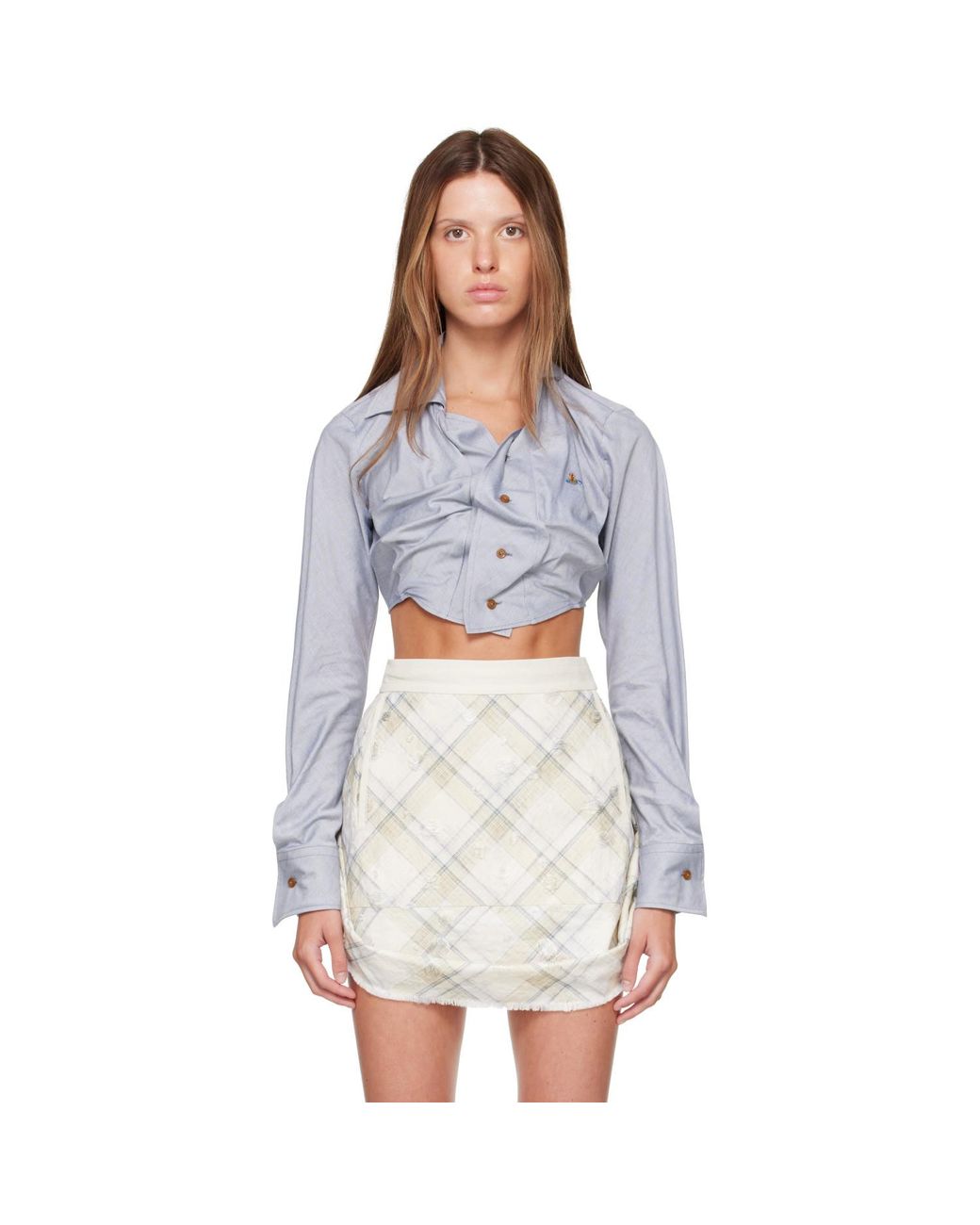 Vivienne Westwood Blue Cropped Drunken Shirt