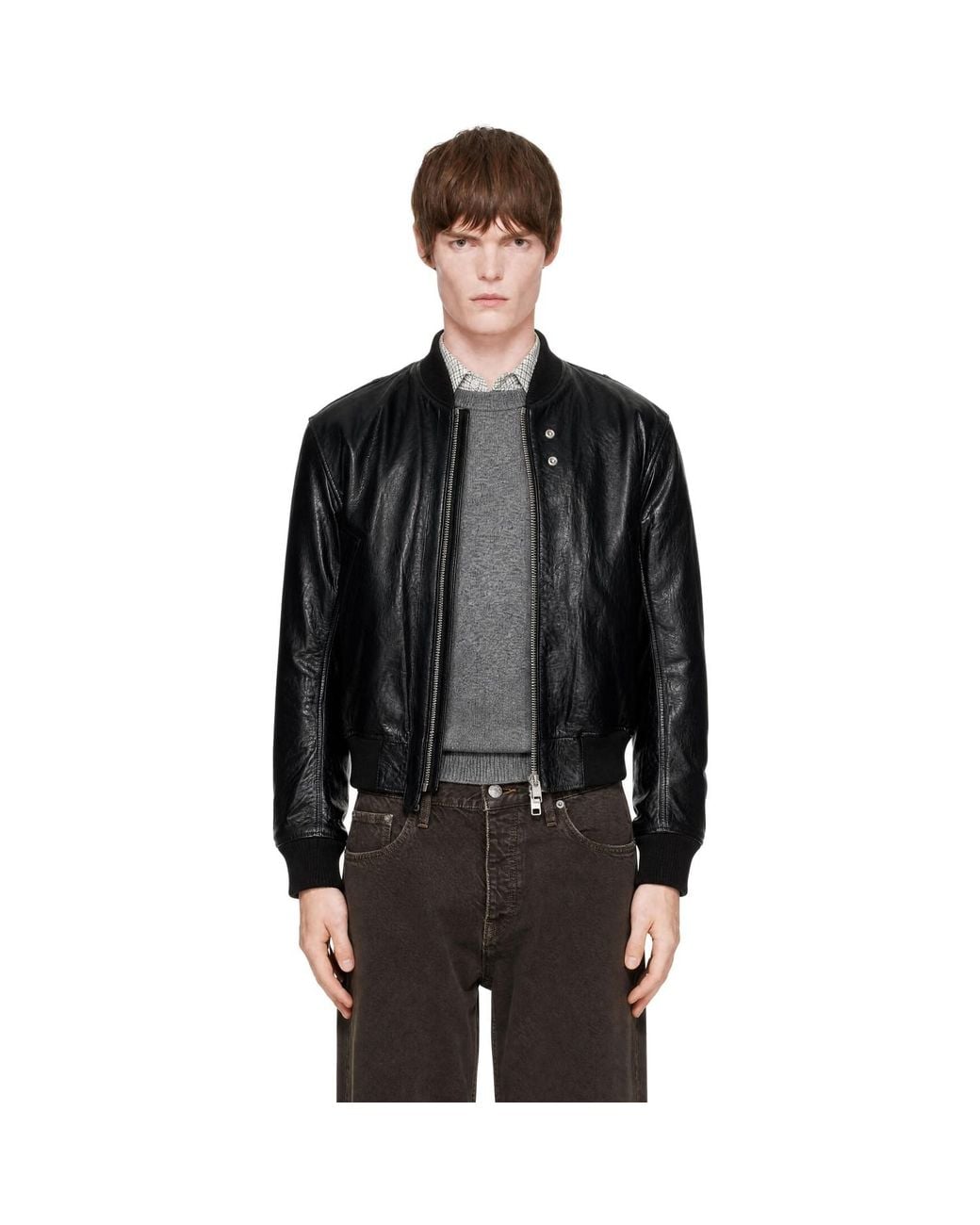 sunflower Black Leather Flight Jacket for men