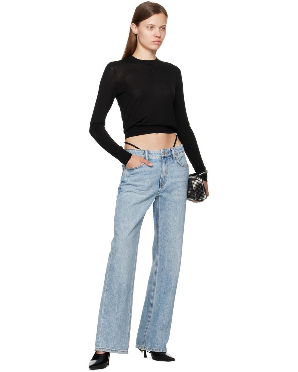 【Alexander Wang】Pre-Styled ミッドライズ ソング ジーンズ Alexander Wang ブルー Pre-styled ミッドライズ ロゴ ソング