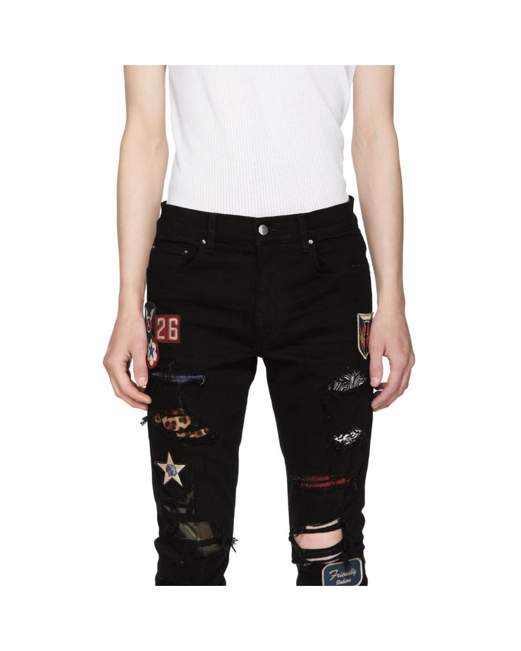 Amiri Black Art Patch Painted Jeans for Men | Lyst