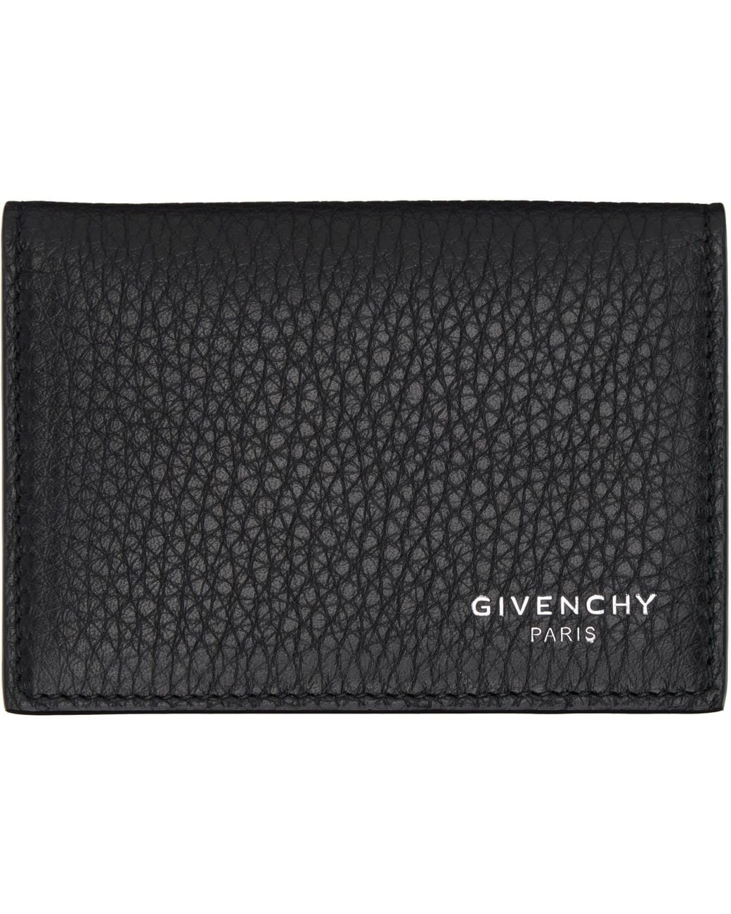 Givenchy Black Flap Grained Leather Card Holder for men