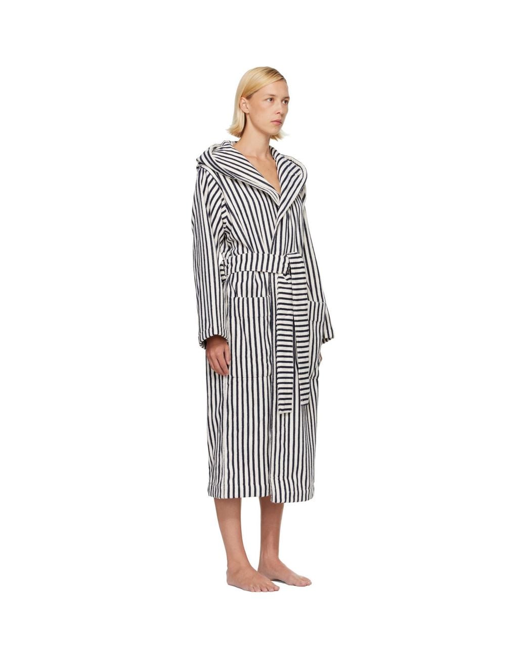 Tekla Gray Terry Hooded Bathrobe