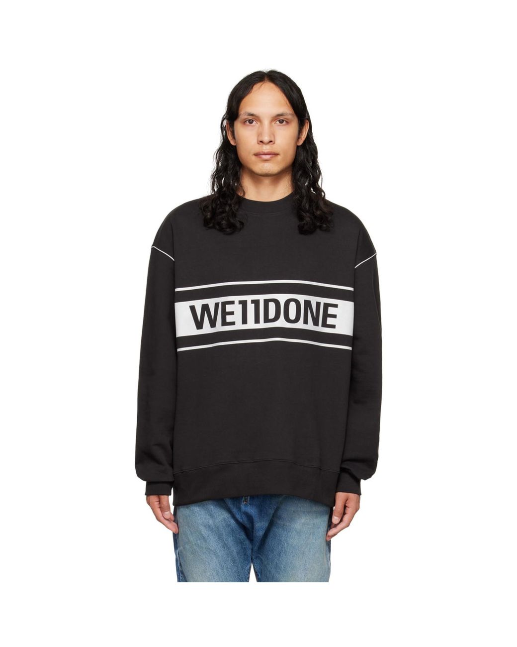we11done Black Reflective Sweatshirt for men