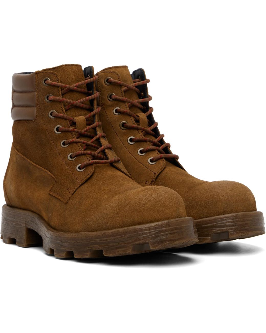 DIESEL Brown Tan D-Hammer Combat Boots for men