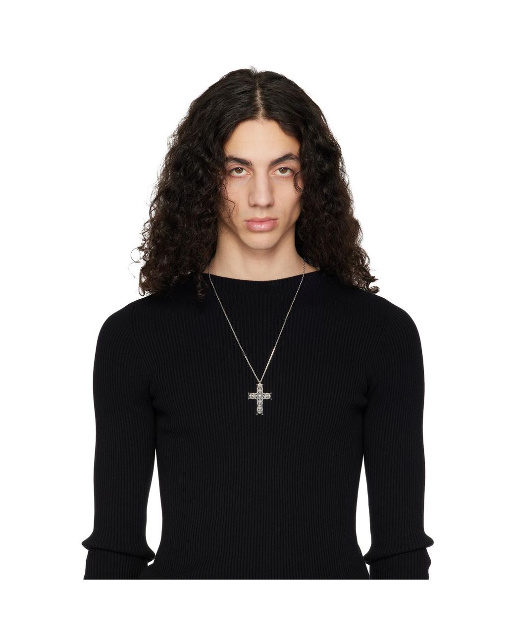 Emanuele Bicocchi Metallic Reissue Notre-Dame Large Cross Necklace for men