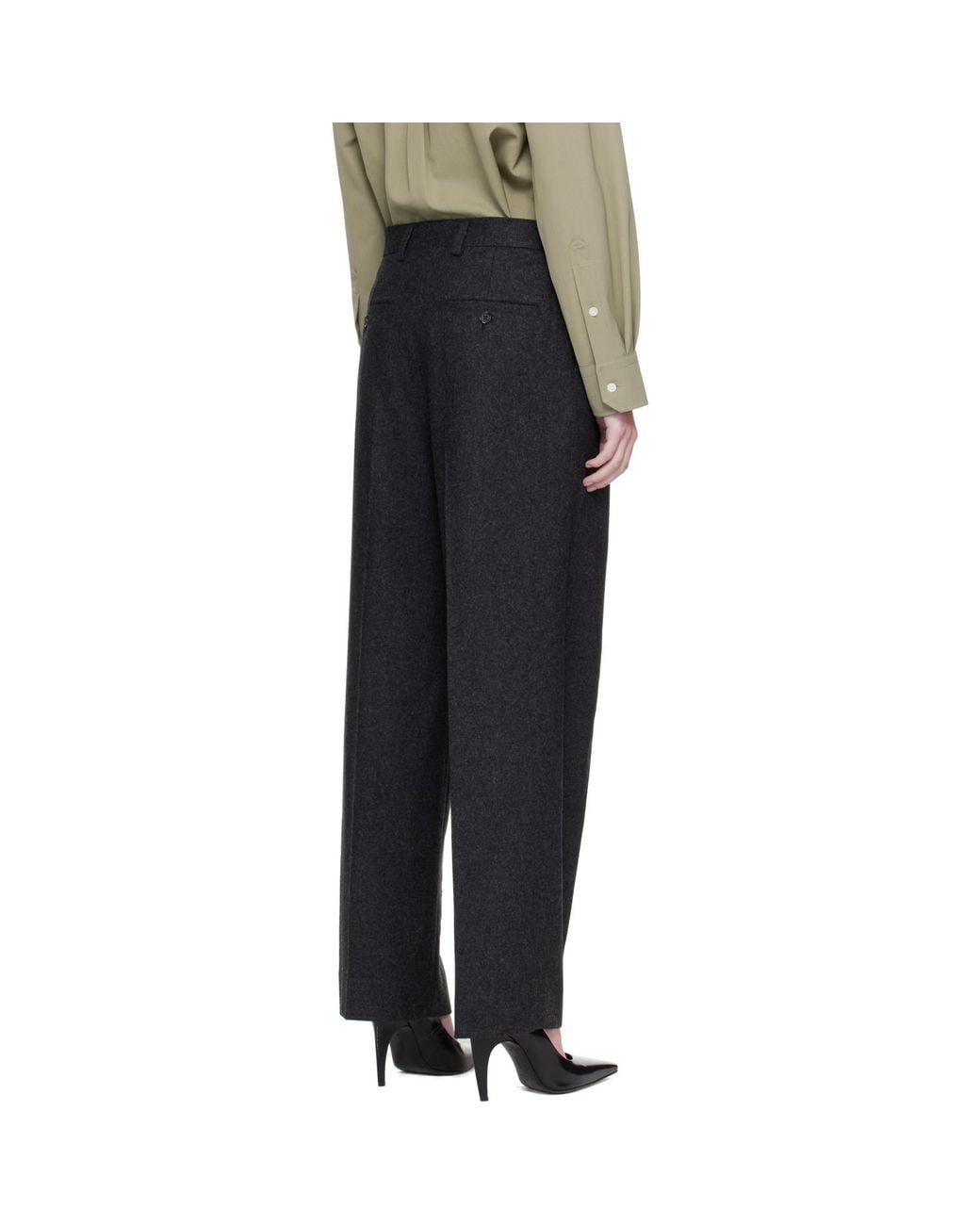Totême  Black Double-Pleat Winter Trousers