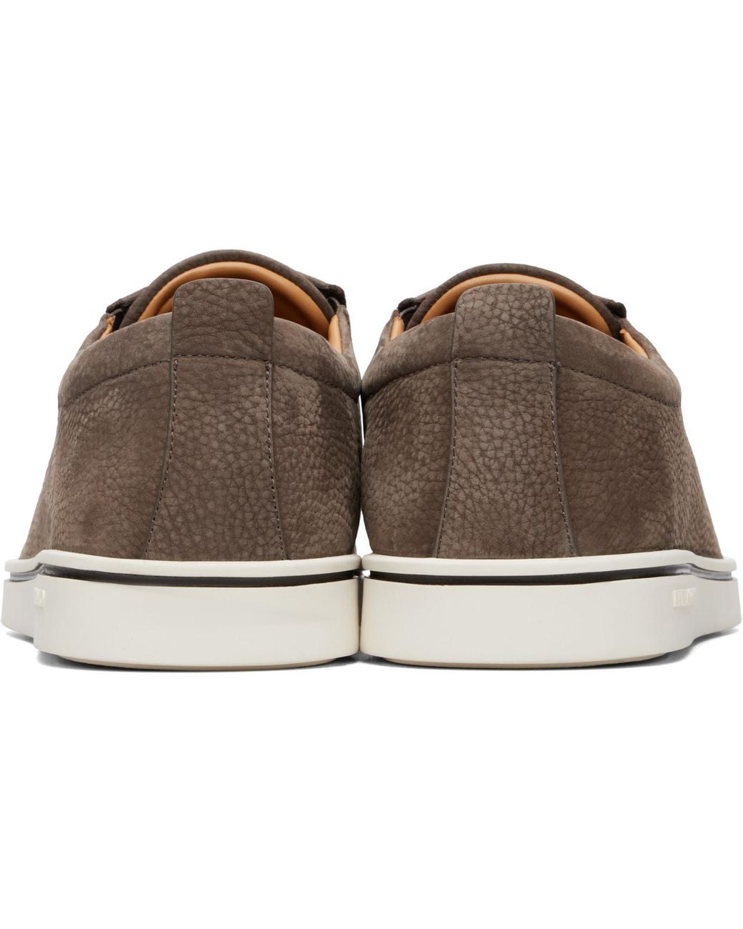 Ferragamo Brown Taupe Derby Slip-On Sneakers for men