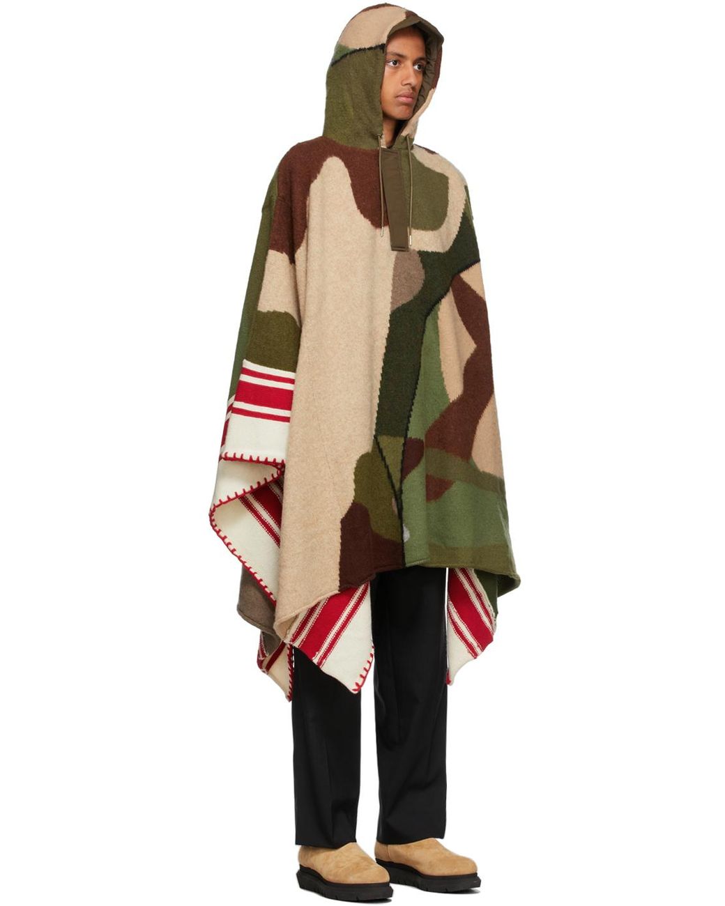 Sacai Kaws Edition Intarsia Camo Poncho in Green for Men | Lyst 