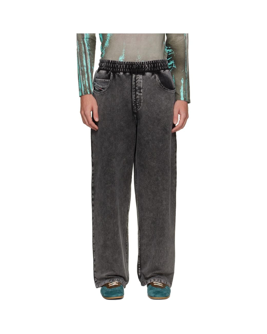 DIESEL Gray Denim-Effect Sweatpants for men