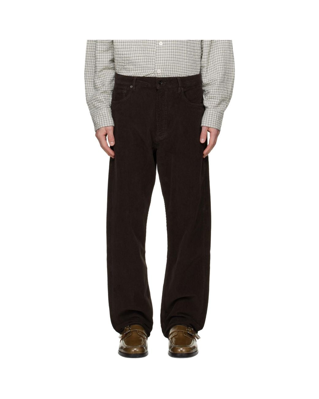 Studio Nicholson Black Riso Corduroy Straight Leg Trousers for men