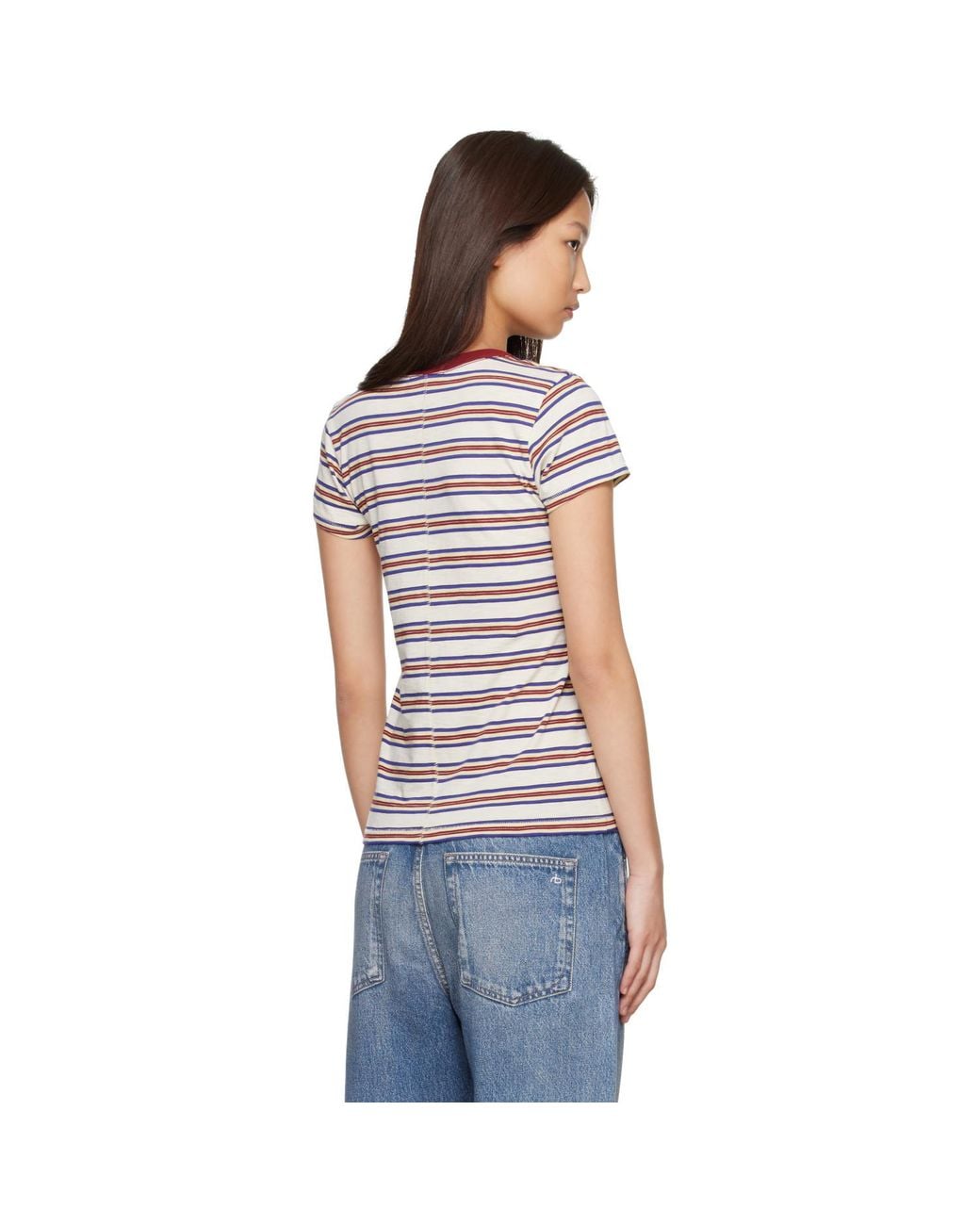 Rag & Bone Blue Off- 'The Slub Stripe' T-Shirt