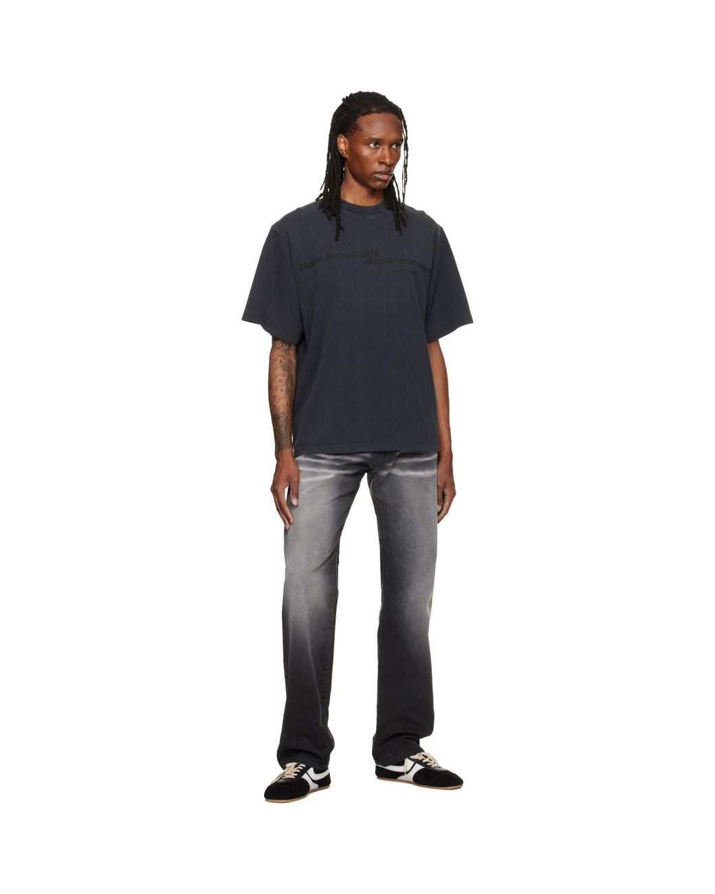 Alexander Wang Black Mirrored Logo Short Sleeve T-Shirt for men