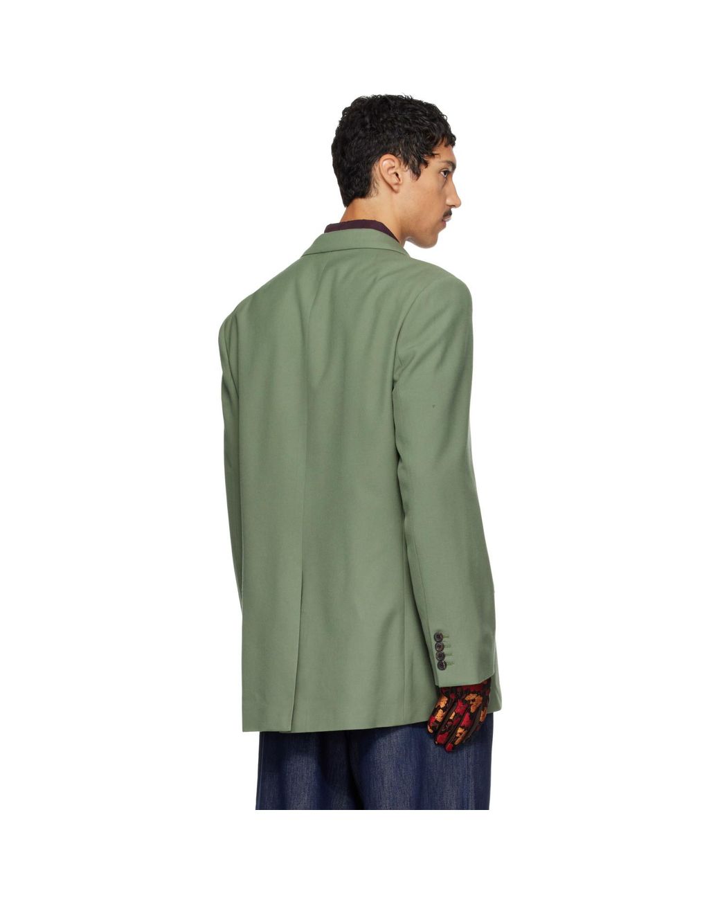 Dries Van Noten Green Oversized Wool Blazer for men