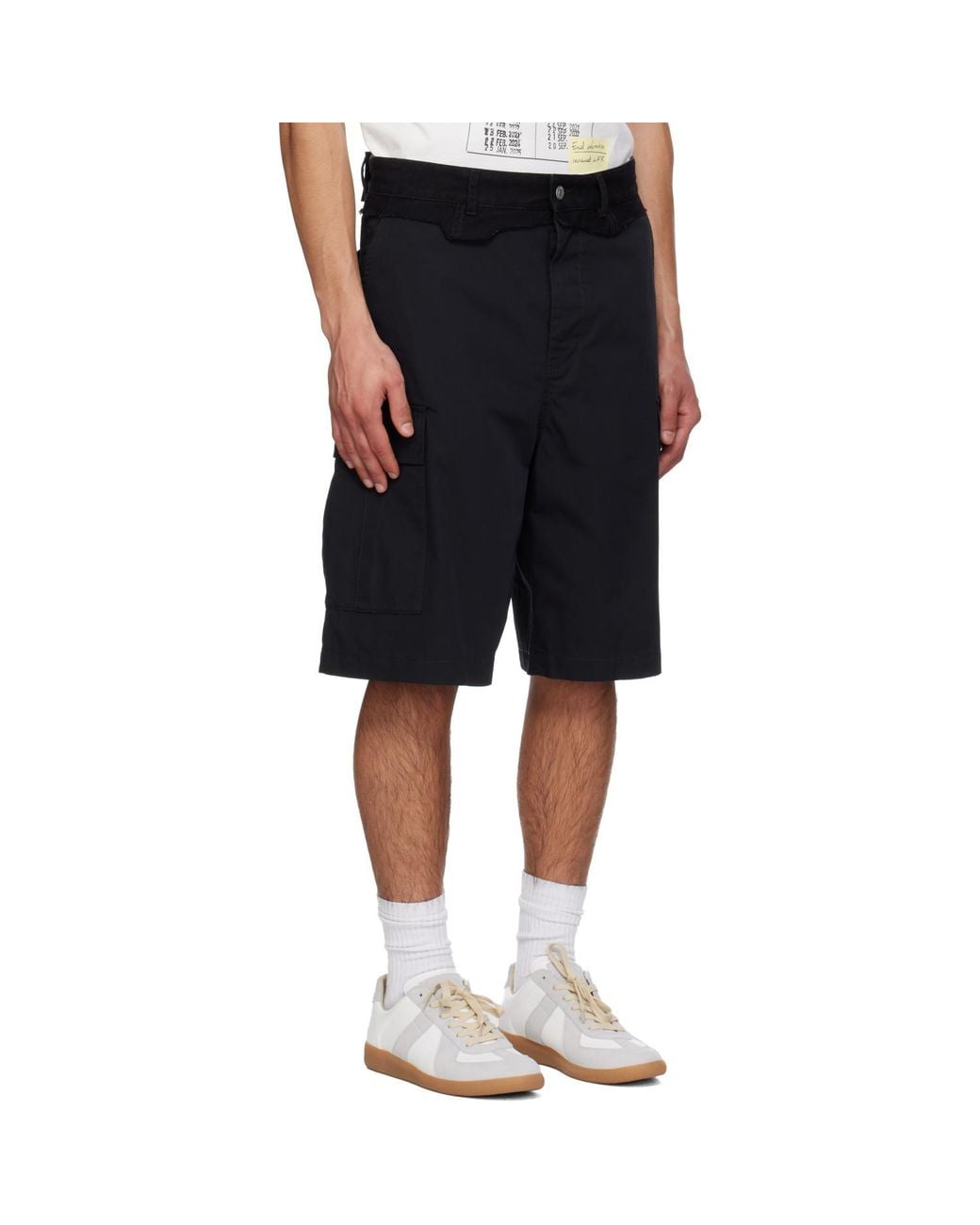 MM6 by Maison Margiela Black Raw Edge Cargo Shorts for men