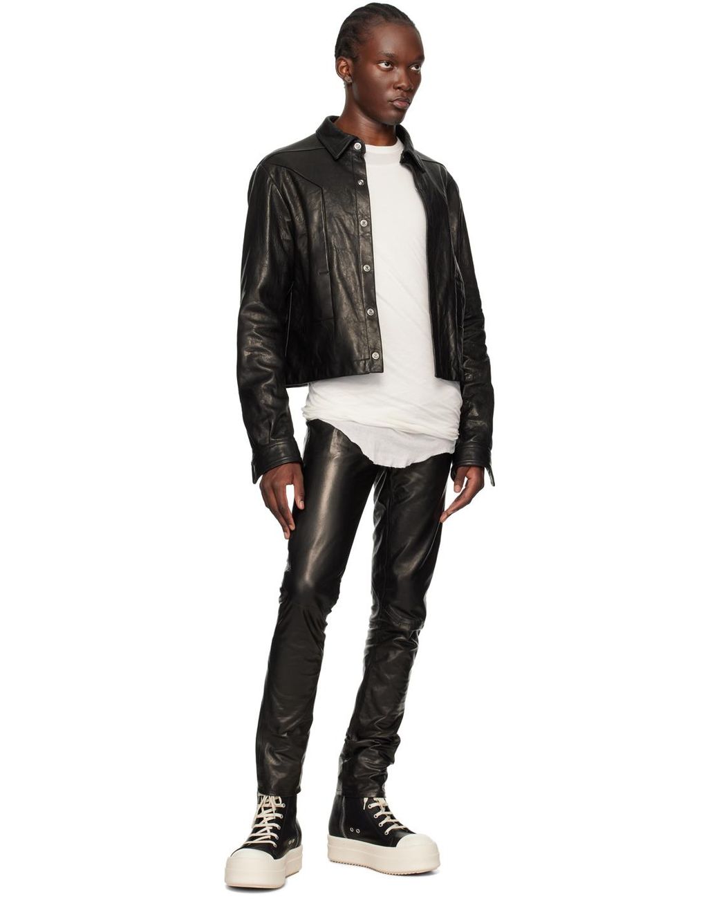 Rick Owens Porterville Alice Strobe Leather Jacket in Black Rick Owens Porterville Alice Strobe Leather Jacket in Black