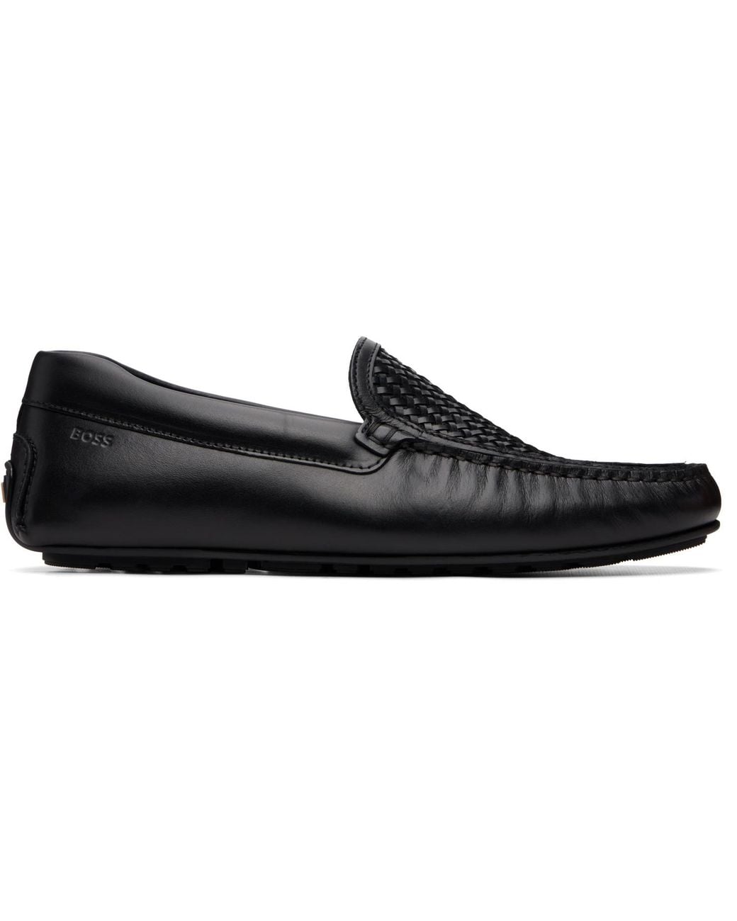Boss Black Woven Vamp Leather Loafers for men