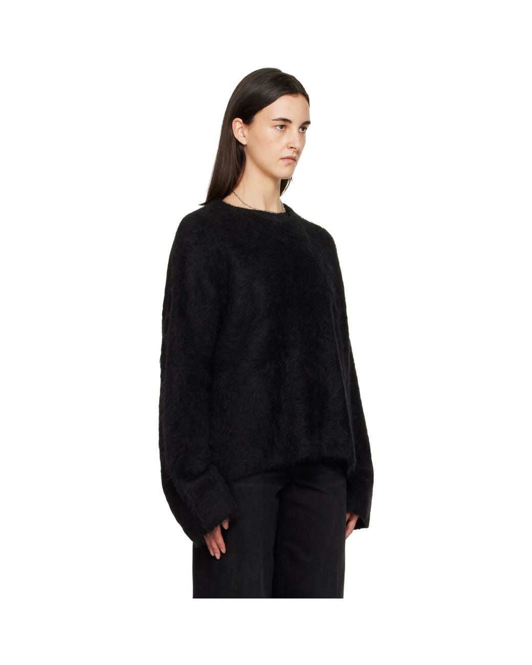 Totême Black Boxy Alpaca Knit Sweater