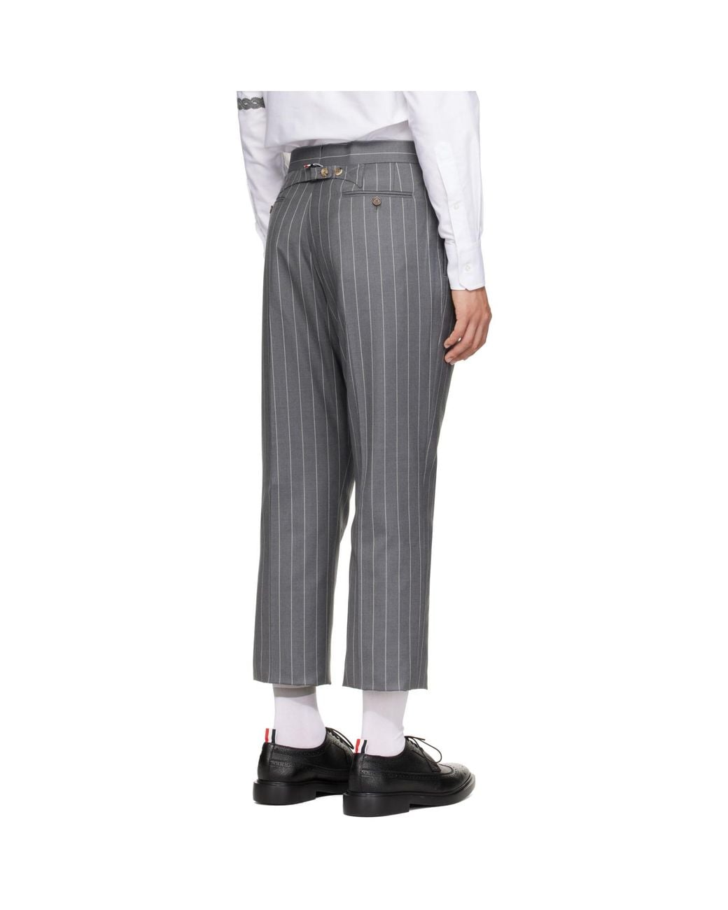 Thom Browne Gray Chalk-Stripe Wool Trousers for men