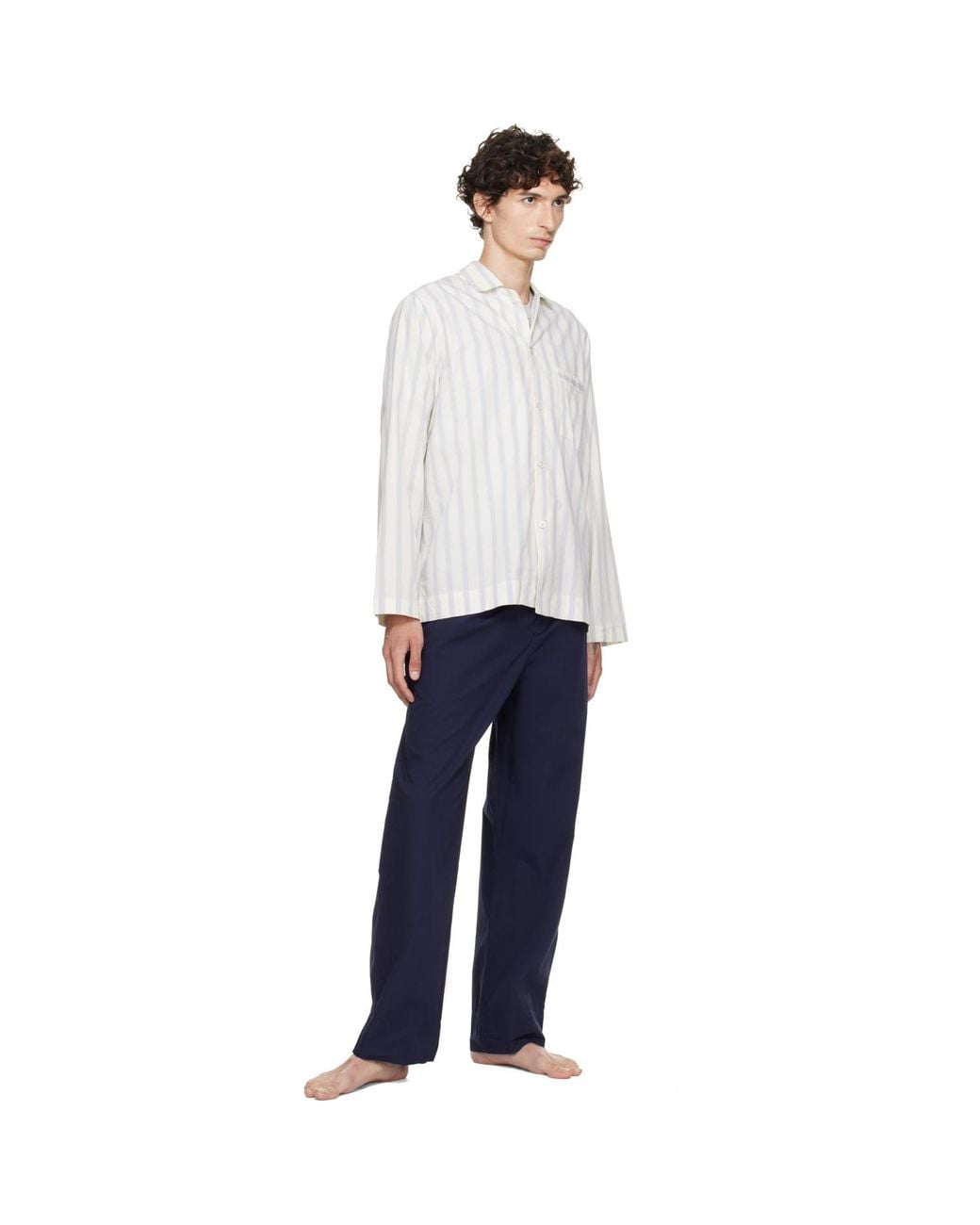 Tekla White Off- & Poplin Long-Sleeved Pyjama Shirt for men