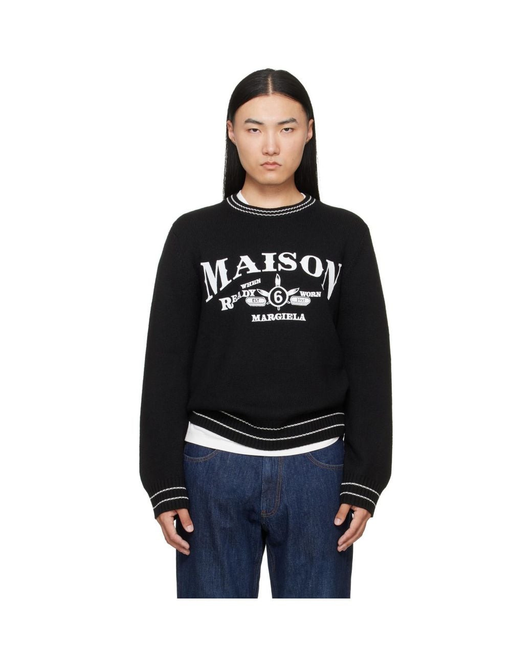 MM6 by Maison Margiela Black Wool Blend Sweater for men