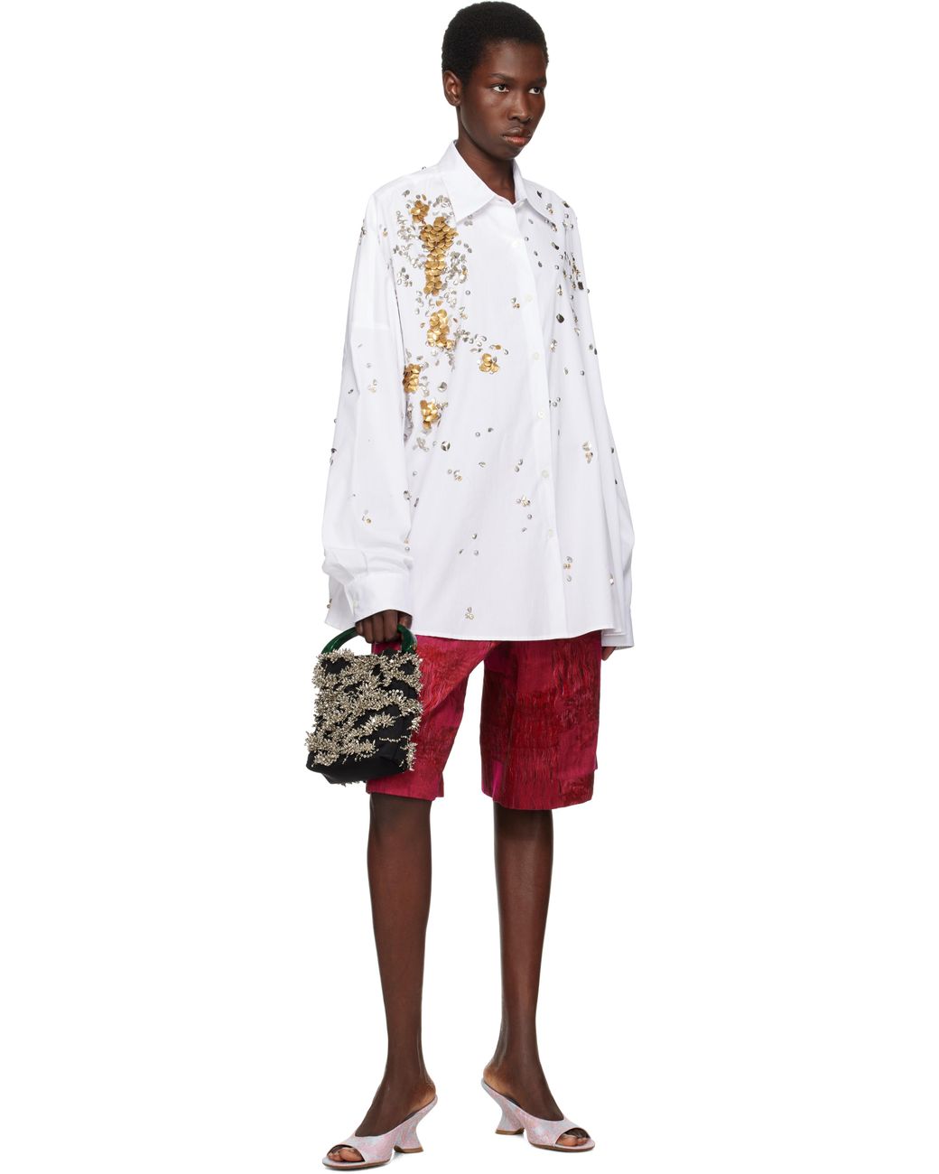 Dries Van Noten お洒落 上品 オープントゥ ジャカード ミュール Dries Van Noten ブルー ジャカード オープントゥ ミュール