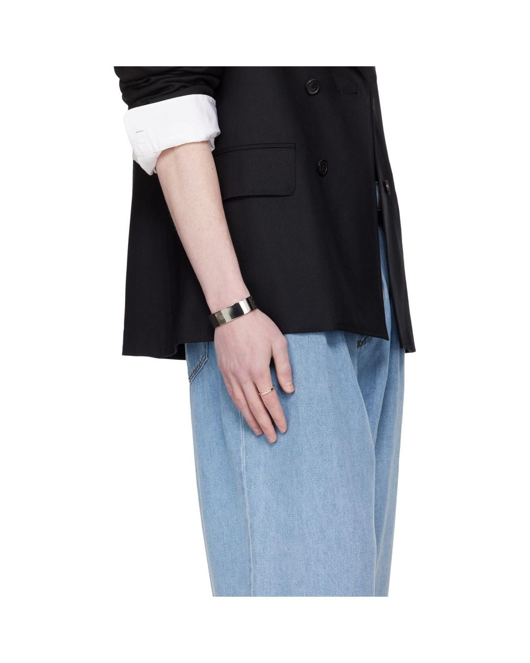 MM6 by Maison Margiela Black Engraved-Logo Bracelet for men