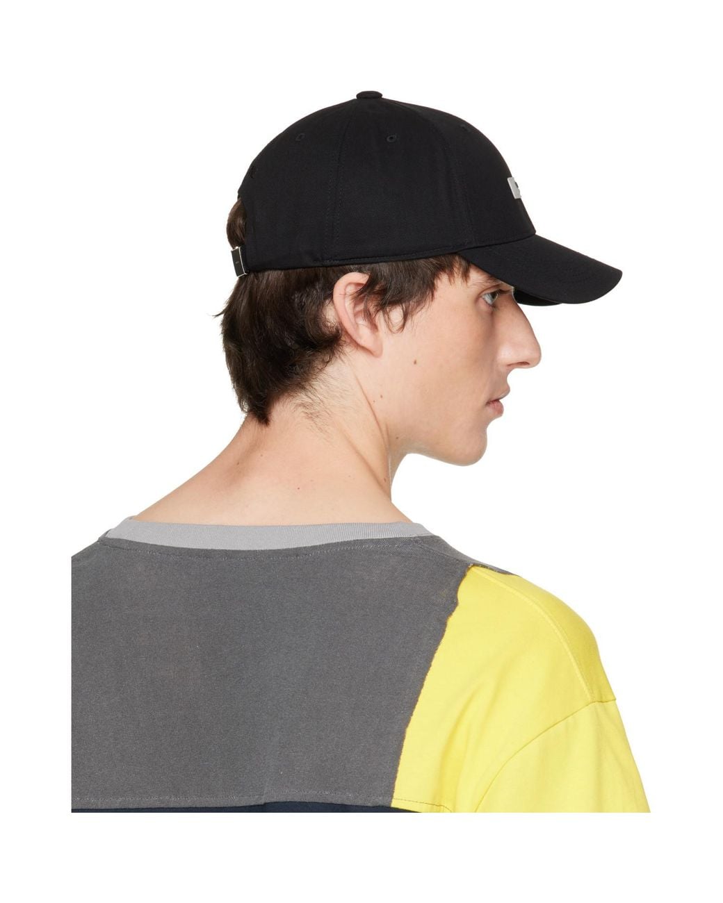 we11done Black Logo Patch Cap for men