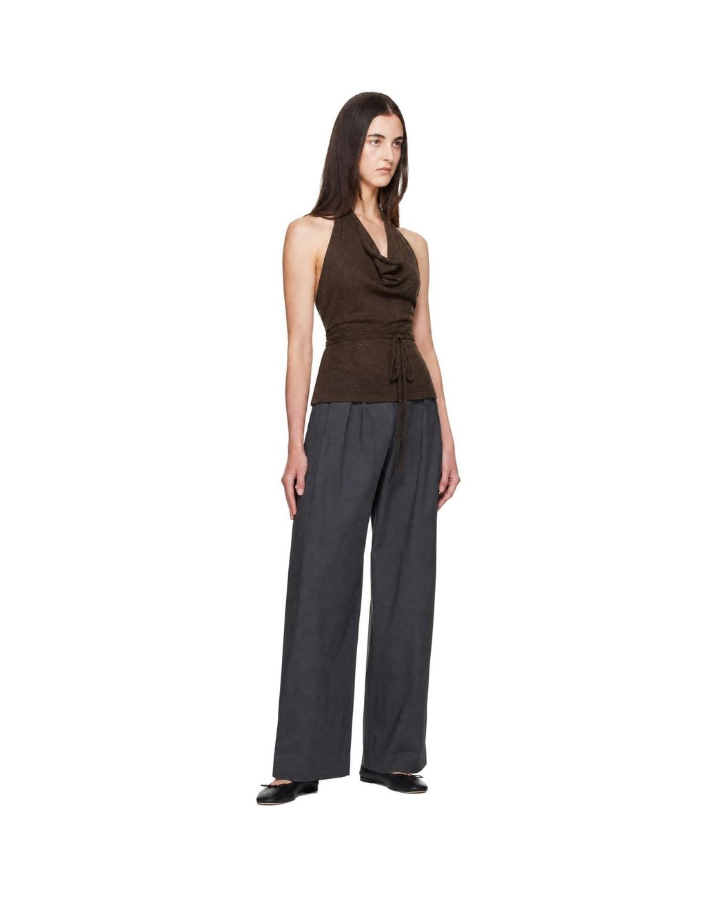 St. Agni Black Relaxed Pleat Trousers