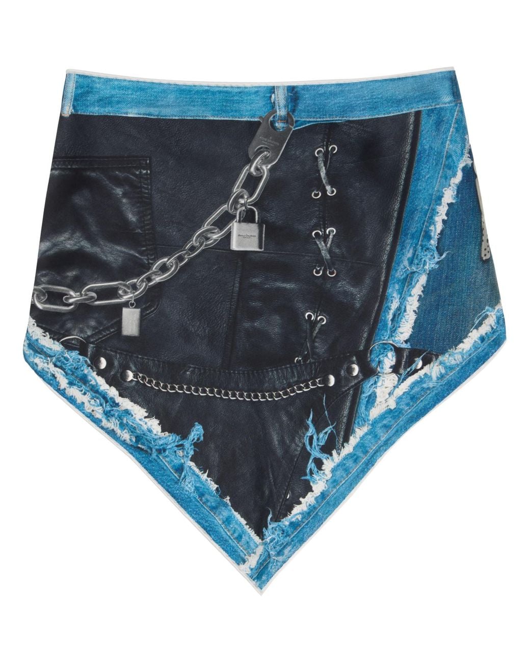 Acne Blue Printed Silk Scarf