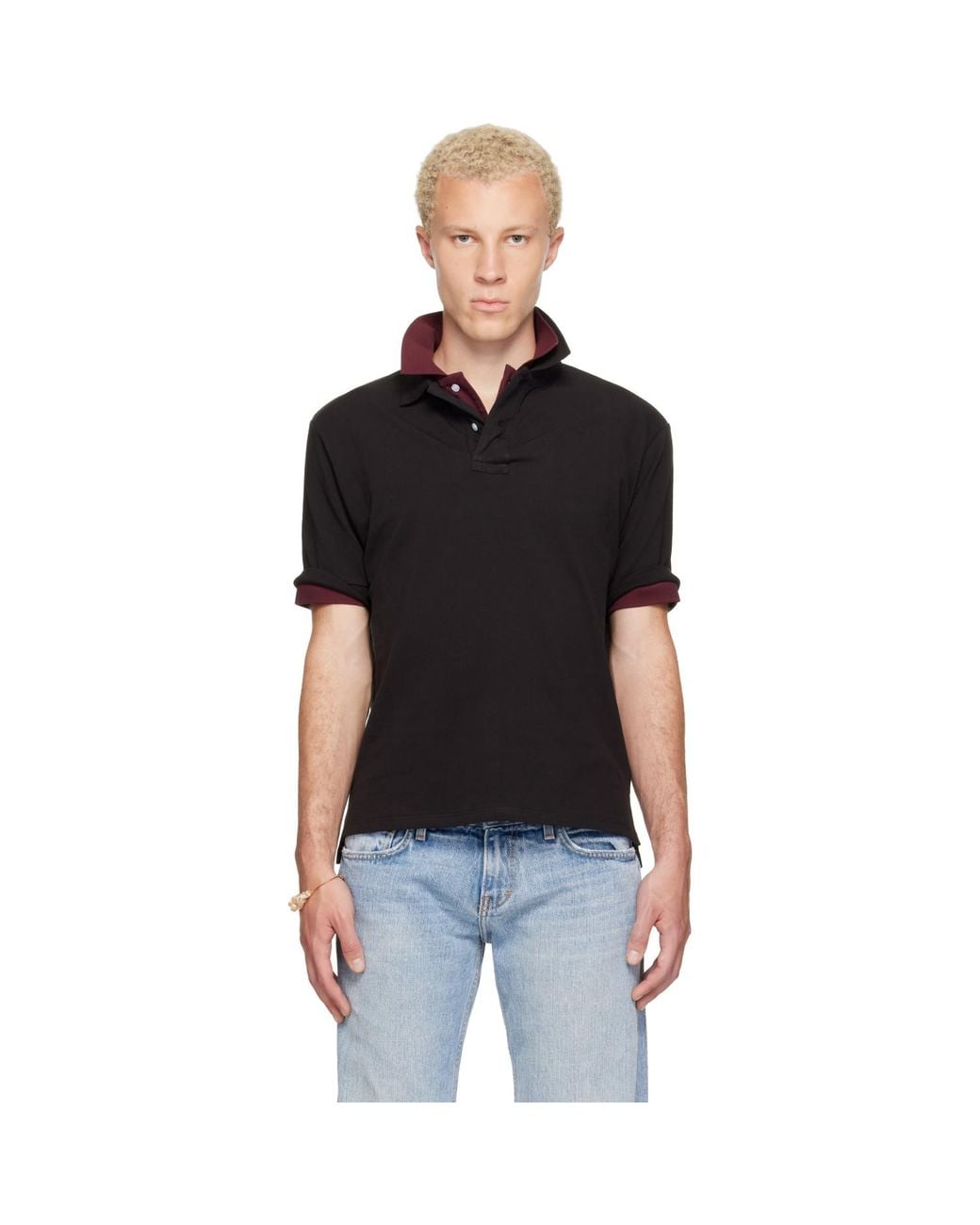 Raimundo Langlois Black Layered Polo for men