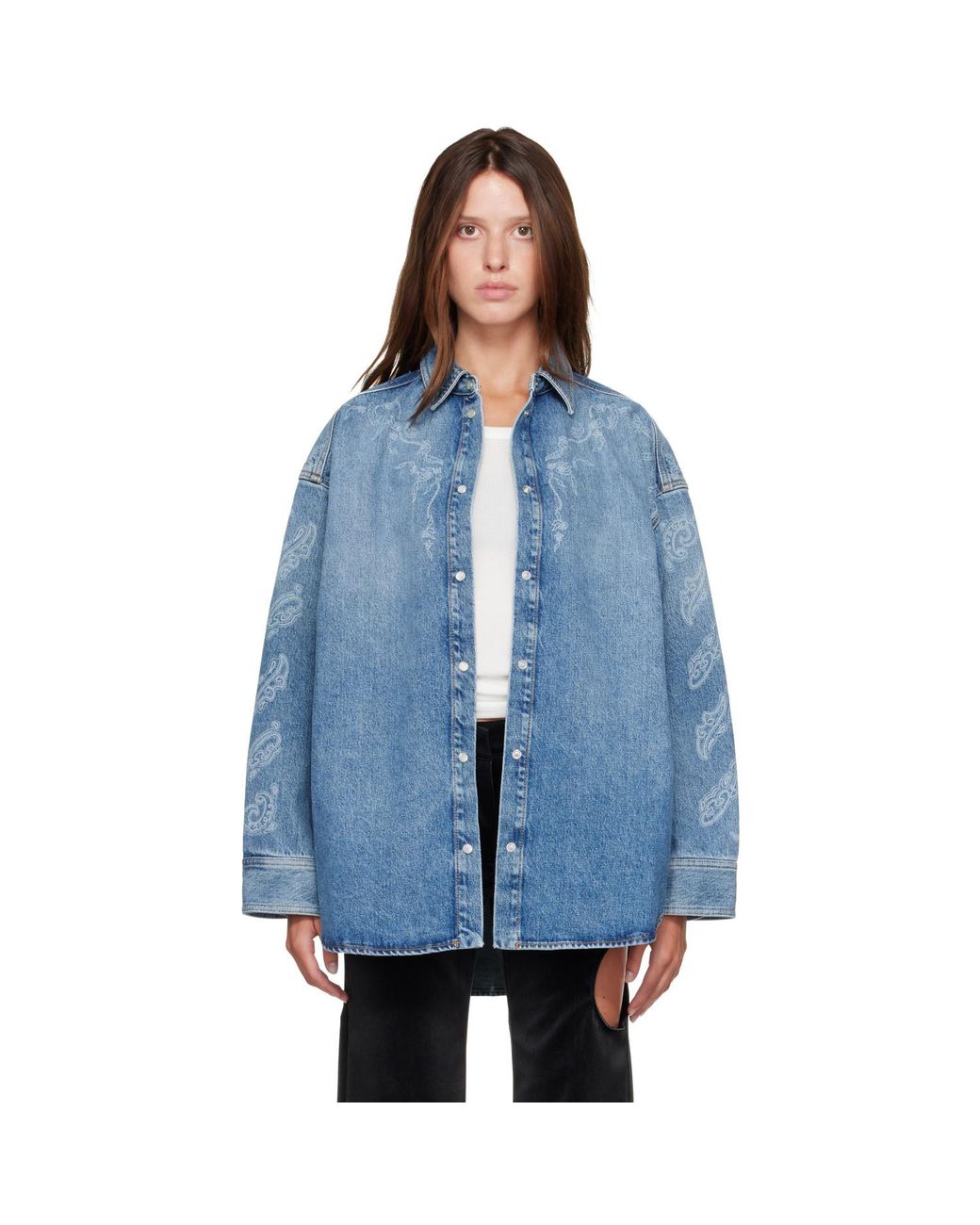 Off-White c/o Virgil Abloh Blue Paisley Lover Denim Shirt