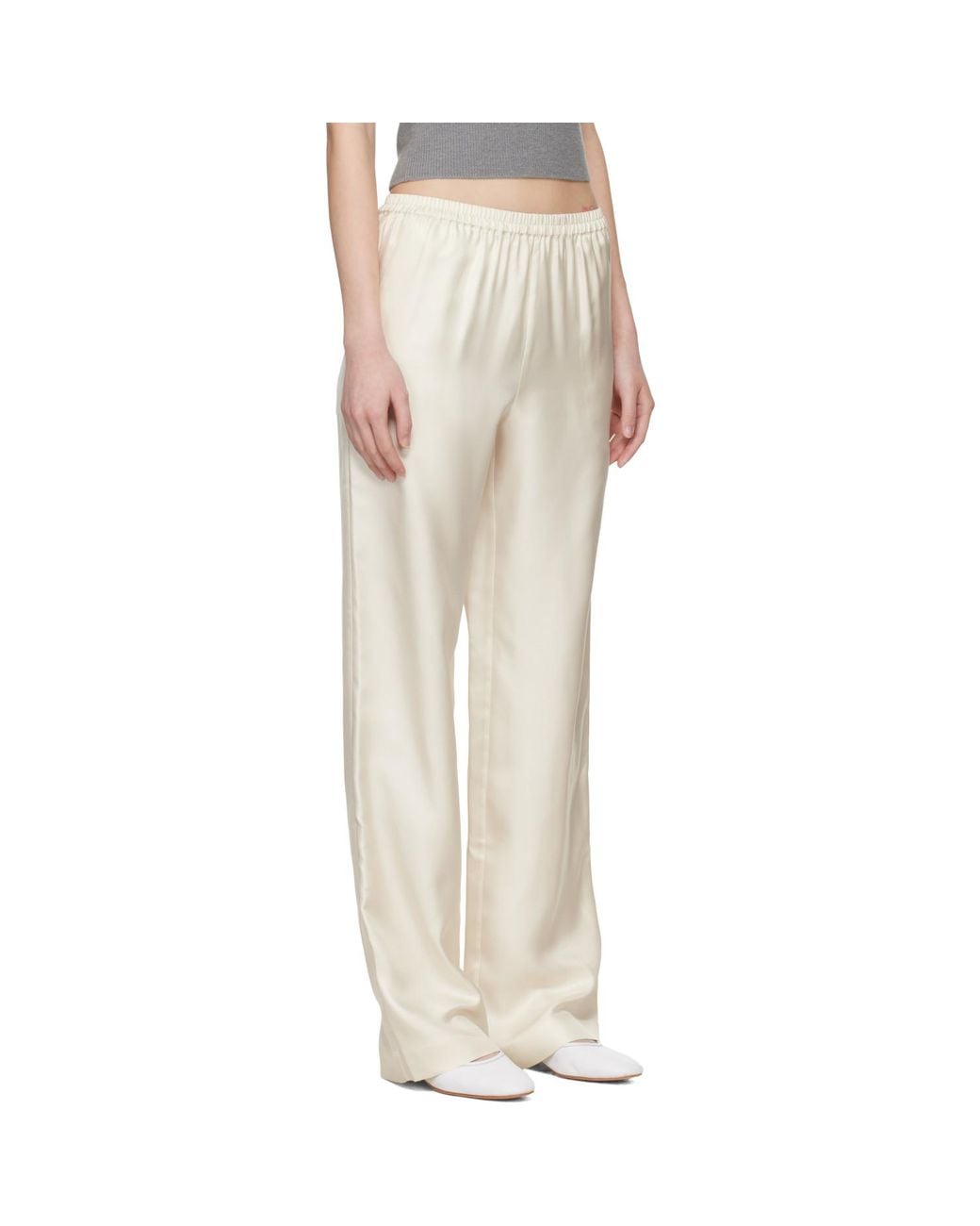 Loulou de Saison White Off- Alera Lds Silk Twill Trousers