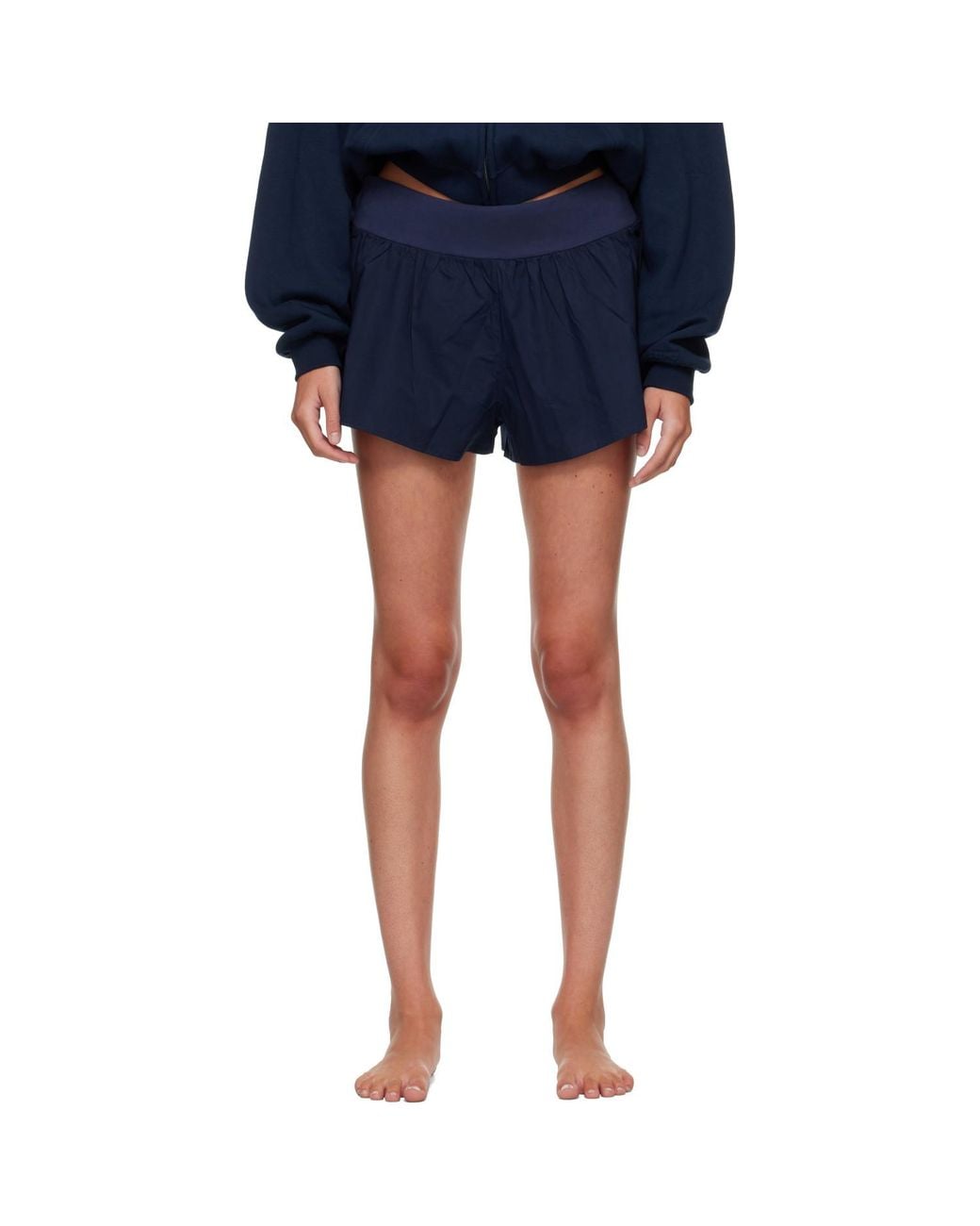 Skims Blue Woven Cotton Flutter Shorts