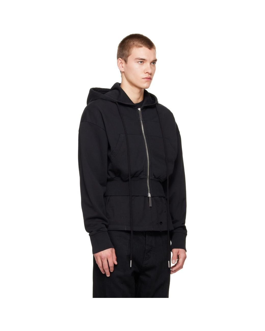 MATIERES FECALES Black Cropped Cult Hoodie for men