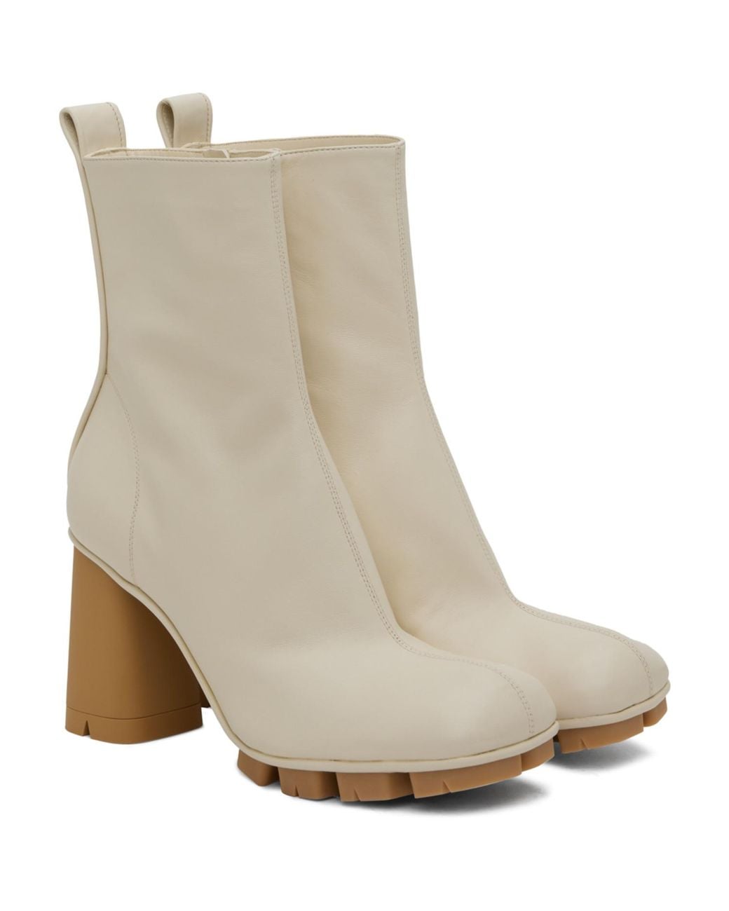 Bottega Veneta White Off- Shore Ankle Boots