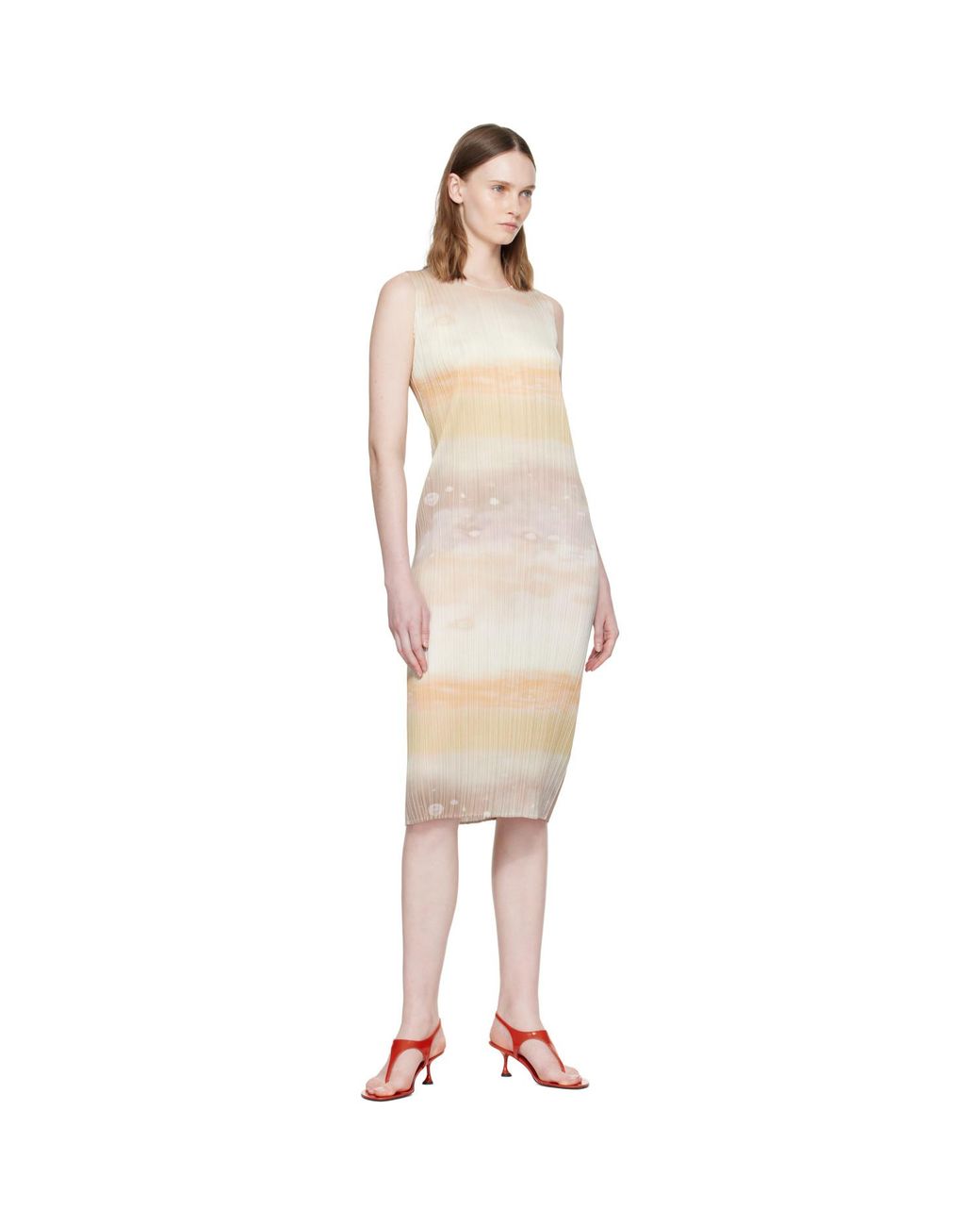 Pleats Please Issey Miyake Natural Sea Bubble Midi Dress