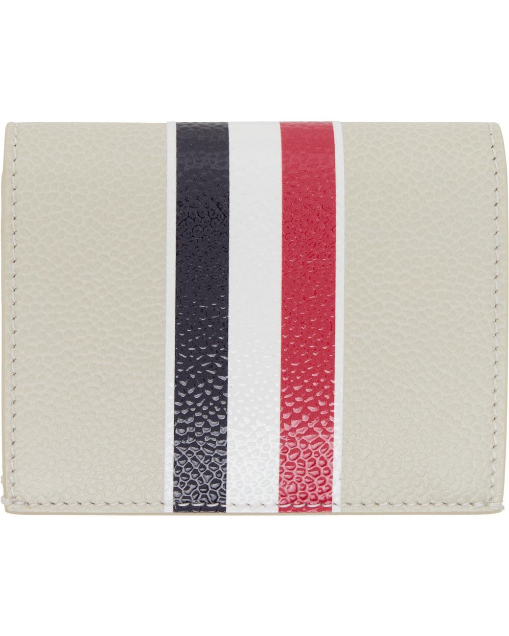Thom Browne Black Off- Pebble Grain Rwb Stripe Double Card Holder for men