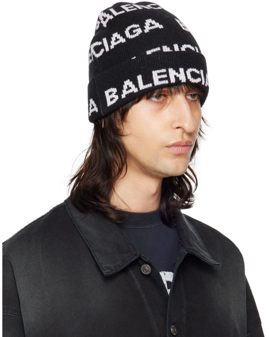 【balenciaga】Bal Horizontal Allover ビーニー Balenciaga Black Bal Horizontal Allover Beanie for Men | Lyst