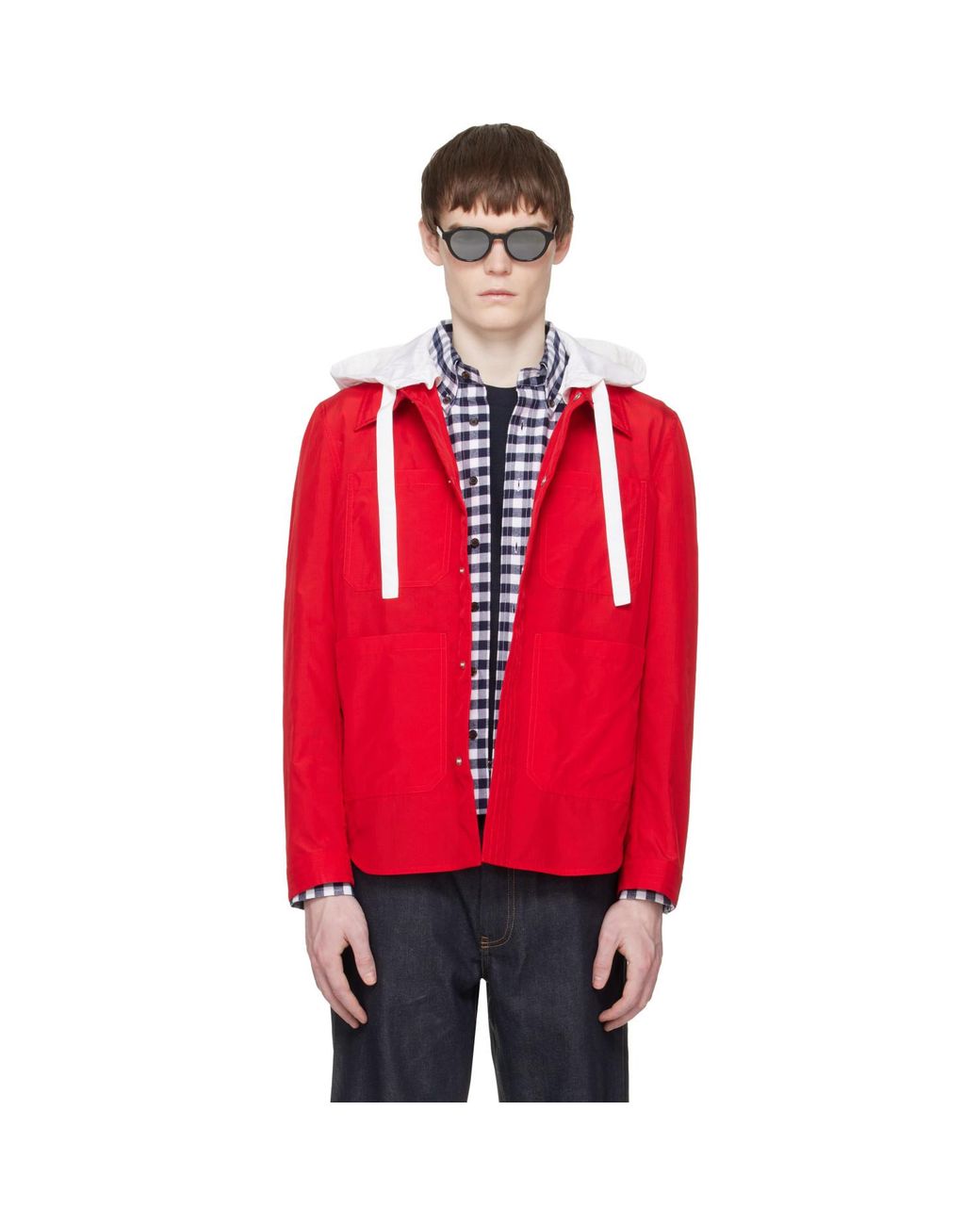 Thom Browne Red Utility Patch Pocket Jacket for men