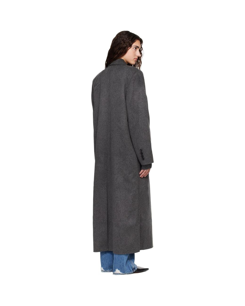 Frankie Shop Gray Gaia Double-Breasted Coat